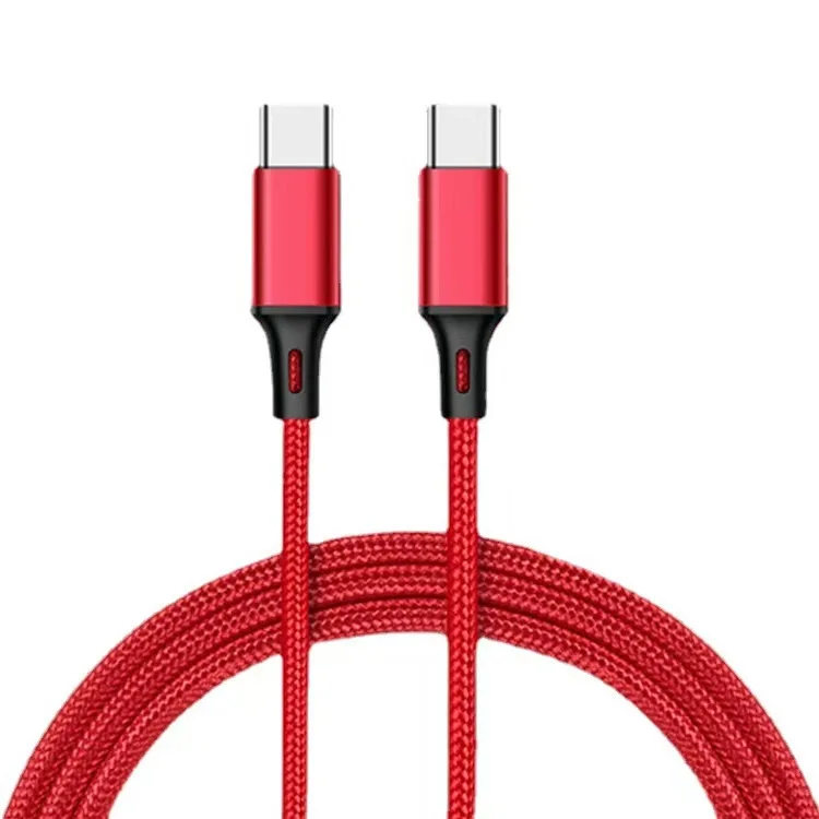 60W 20V3A USB C male to USB C male power charge data transfer nylon braid cable