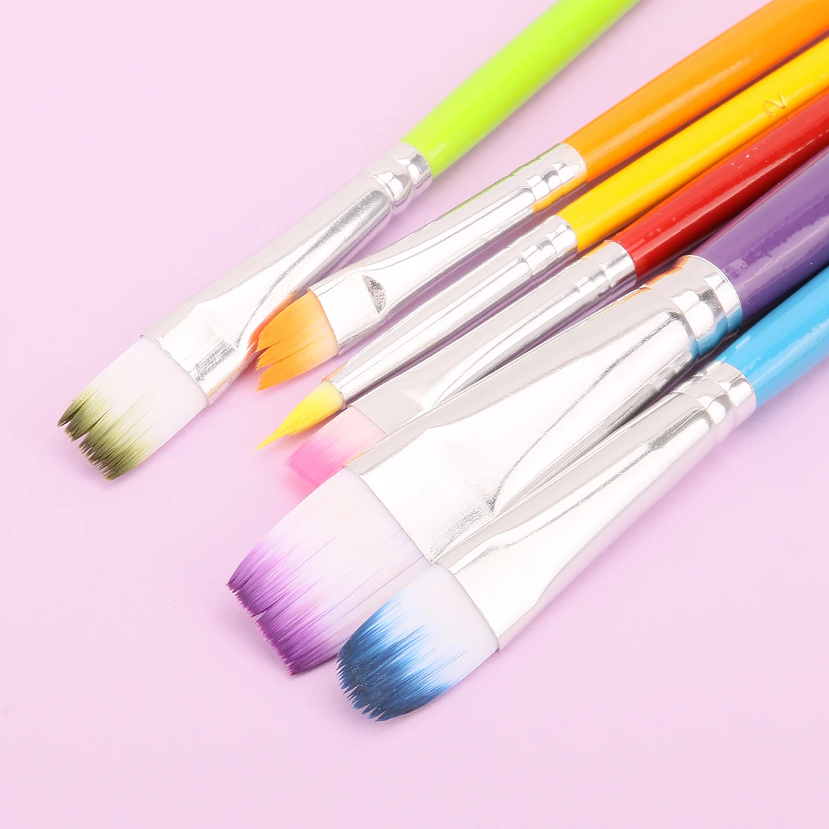 Opeth Art Brush Set 6pcs Acrylic Watercolor Colorful Graffiti Brush,Rainbow Pole Macaron Brushes Factory Wholesale