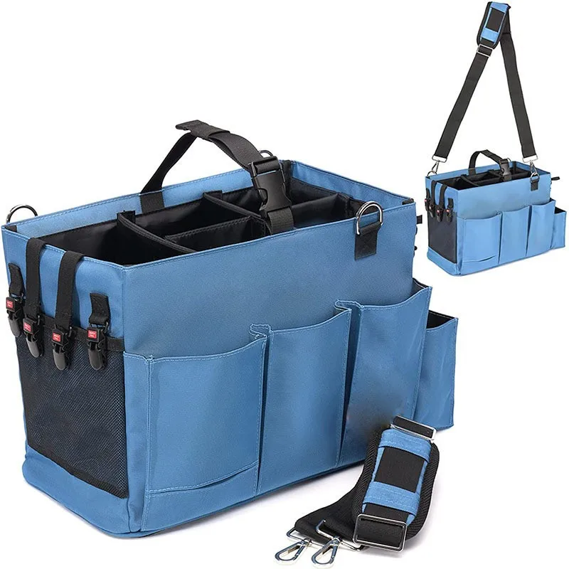 Custom Logo Reinforced Durable Cleaning Supply Caddy Organizer With Adjustable Shoulder And Waist Strap