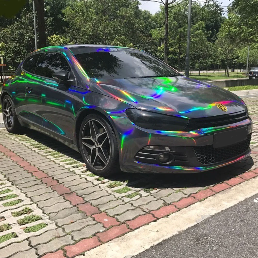 Fordland  holographic Laser Chrome Vinyl with Air Release Bubbles car wrap pvc sticker Car Interior Body Wrap Vinyl Film Sheet