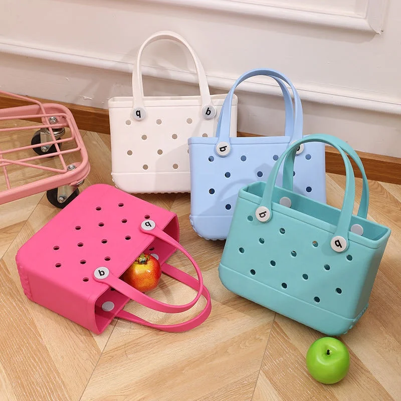 Rubber Women Kids Small Bogg Bag Beach Storage Handbags DIY Charms EVA Tote Bag