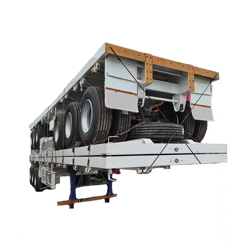 TIENIU Shipping container 20ft 40ft Flatbed semi trailer 3 axle Flat Bed Truck Trailer with container lock for sale