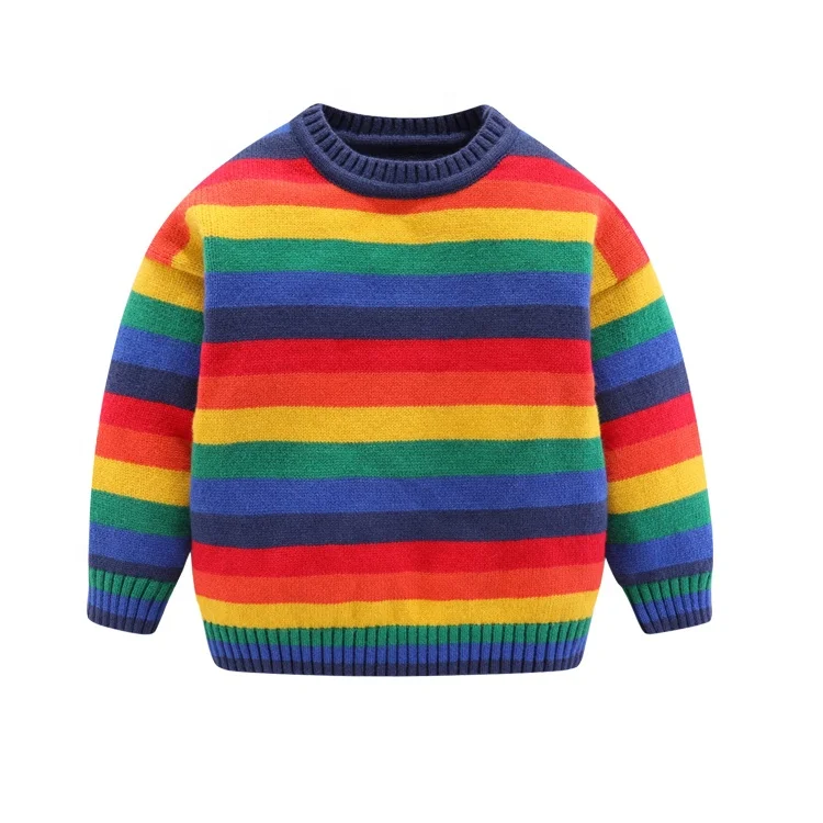 Unisex knitted kids sweater colorful new baby NB pullover rainbow striped girls knitwear boys jumper romper spring summer winter
