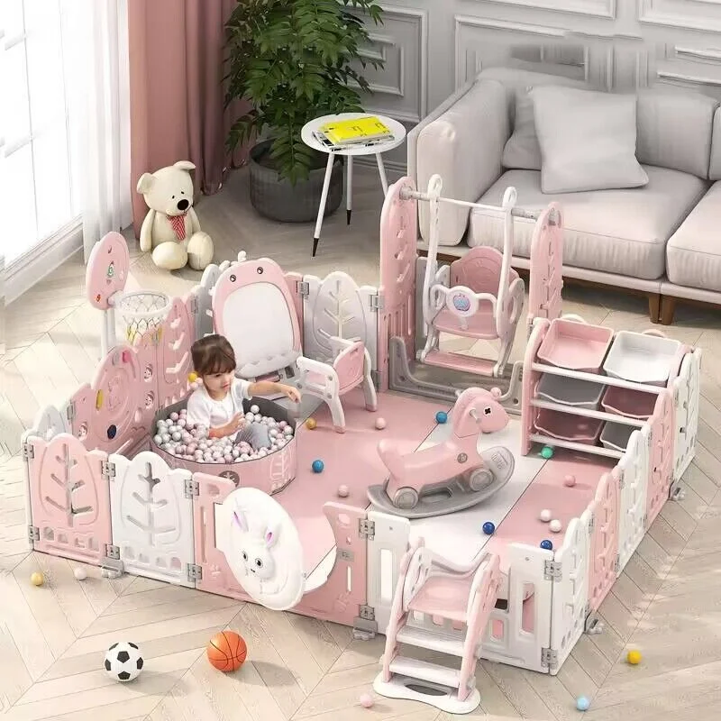 Trend toddler baby playpen with gates plastic baby fence kids playpen with slides and swings
