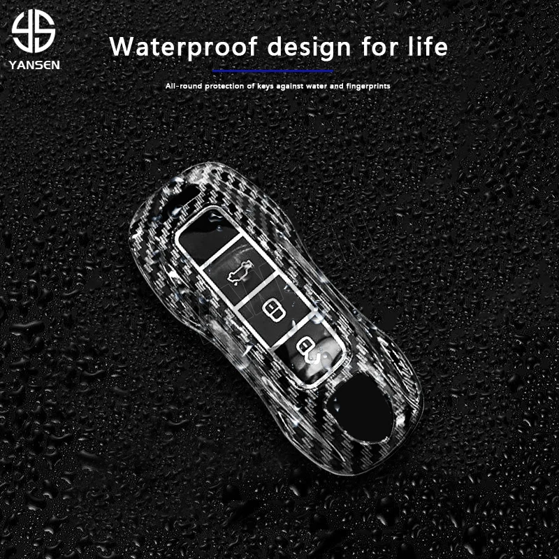 For Porsche Boxster Cayman Panamera Cayenne 911 car key cover 918 997 991 carbon fiber key case car accessories protection cover