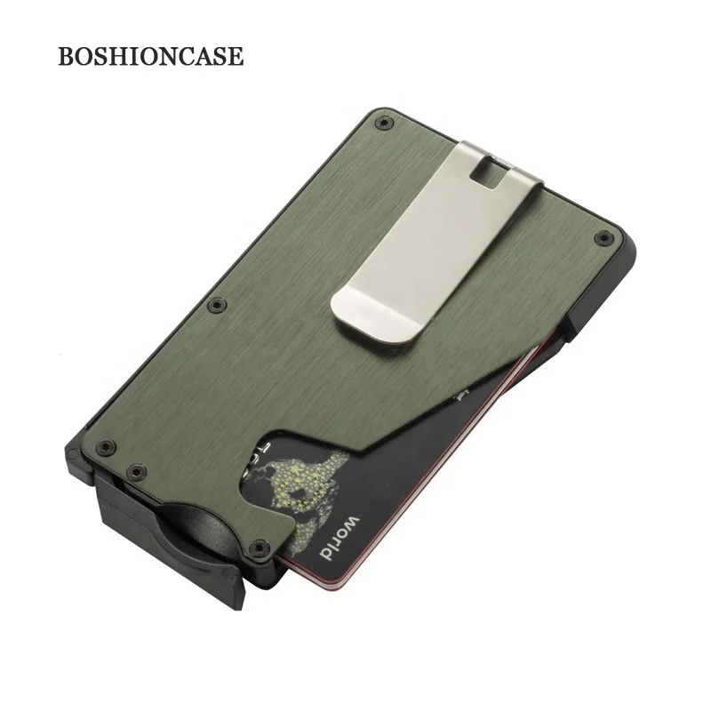 Minimalist Metal card holder wallet RFID carbon fiber wallet aluminum money clip Automatic Pop up RFID credit Card Holders
