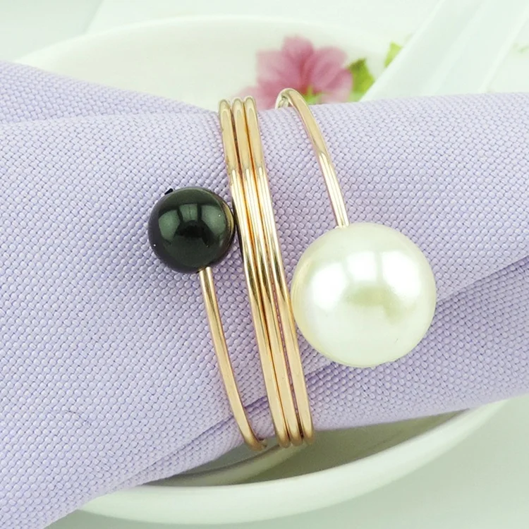 Bulk Storage Cheap Selling Personalized Pearl Napkin Ring Stainless Steel