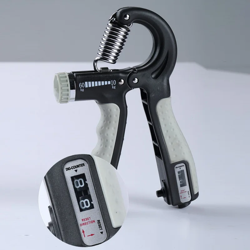 
R-Shape Adjustable Hand Grip Sports Strength Countable Exercise Strengthener Gripper Spring Finger Pinch Carpal Expander 