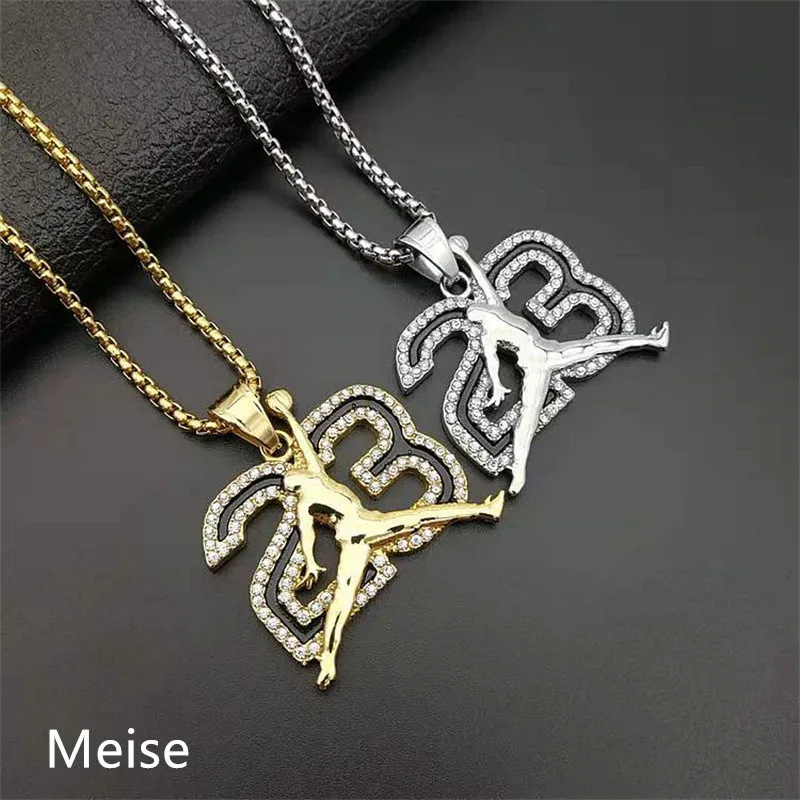 Yiwu Meise XX0491 Hip Hop Jewelry Diamond Jordan 23 Pendant Stainless Steel Pendant Hip Hop Pendant