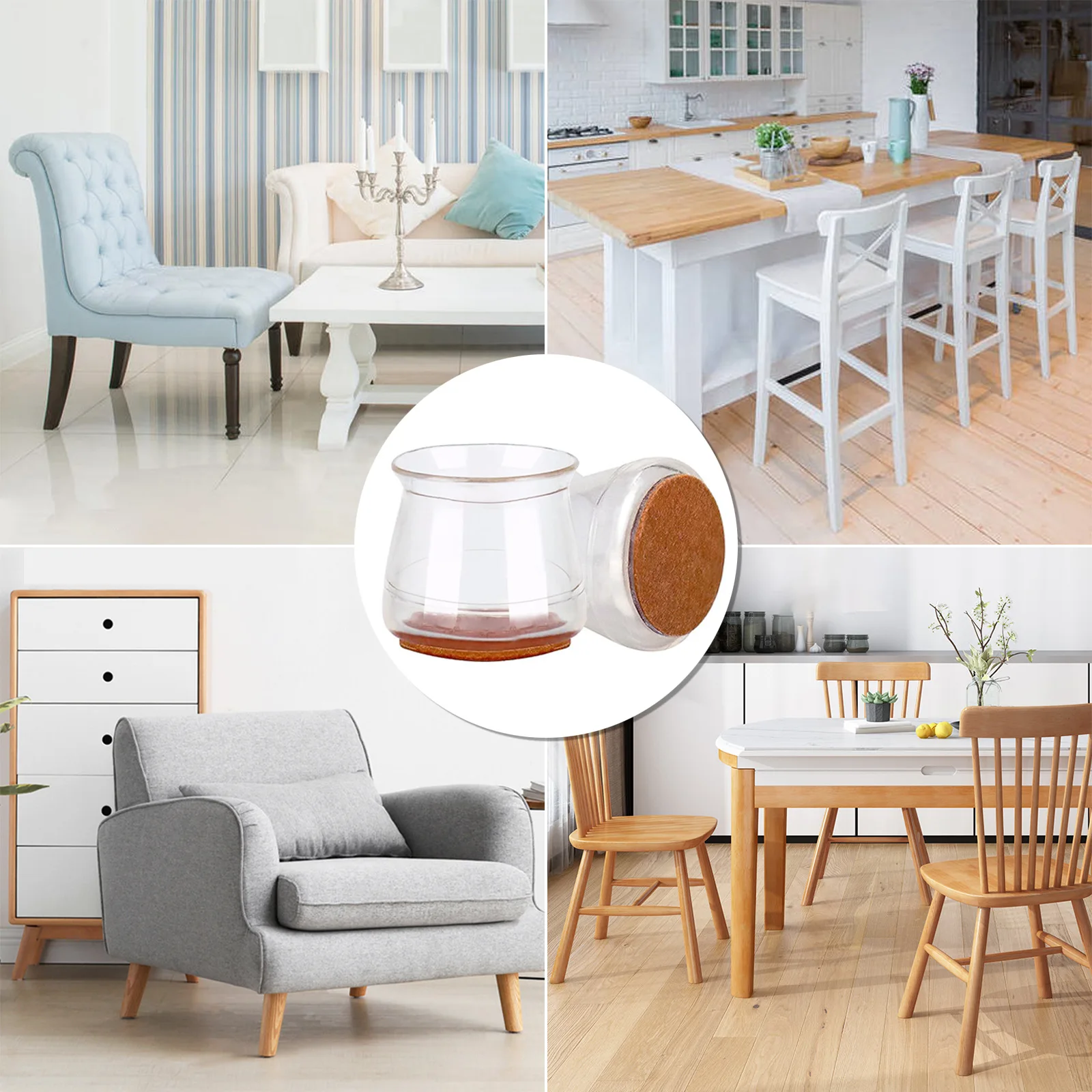 JTX708 Furniture Stool Chair Leg Cover Floor Protector Thickened Non-slip Mute Chair Leg Caps Silicone Table Chair Foot Cover