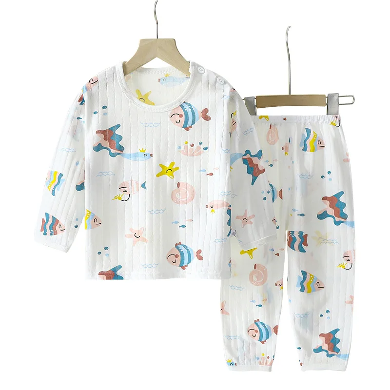 Boy Children Summer pyjama cotton fabric girl breathable Home Lounge Wear Clothes Set