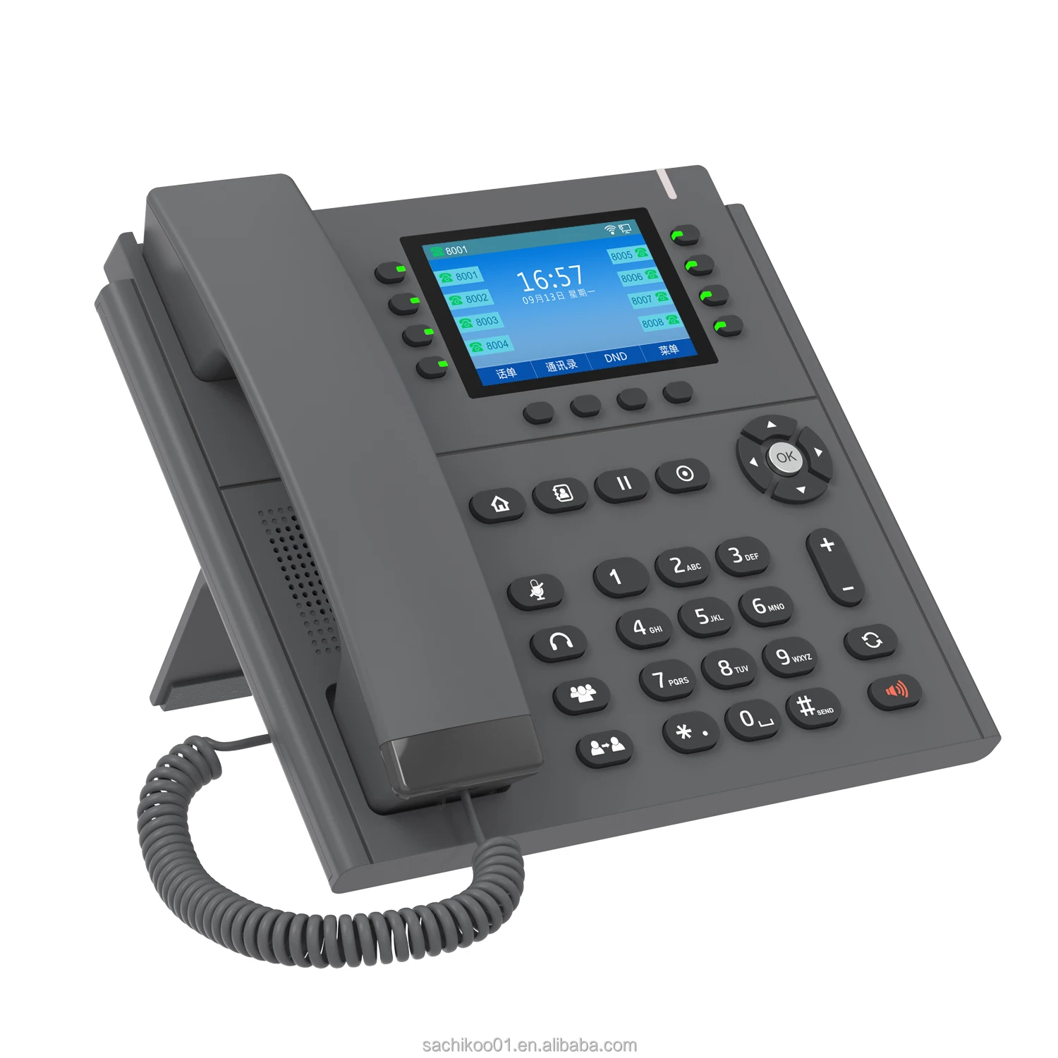 2023 New Model WiFi SIP Business IP Phone with 8 SIP Account Large Display for Office Hotel Use