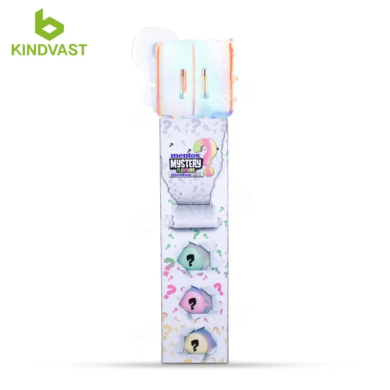 Template DIY Cardboard Standing Paper Corrugated Floor Display Shelves For Supermarket Commercial Chewing Gum Promotion Retail