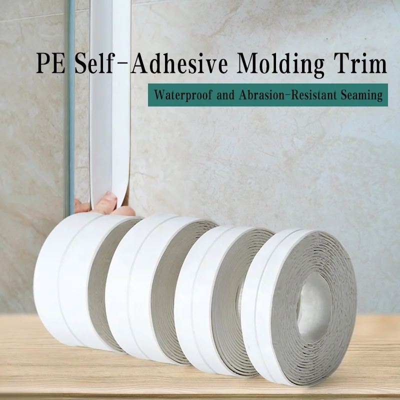 High quality PE Self-Adhesive Sealing Caulk Strip Kitchen Sealant Edge Tape Waterproof Tape for Bathroom  or Wall Corner
