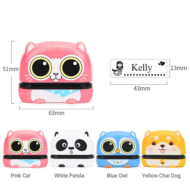 Custom Children Flash Toy Animal Personalized Clothing Fabric Self Inking Name Cartoon Stamp for Kids