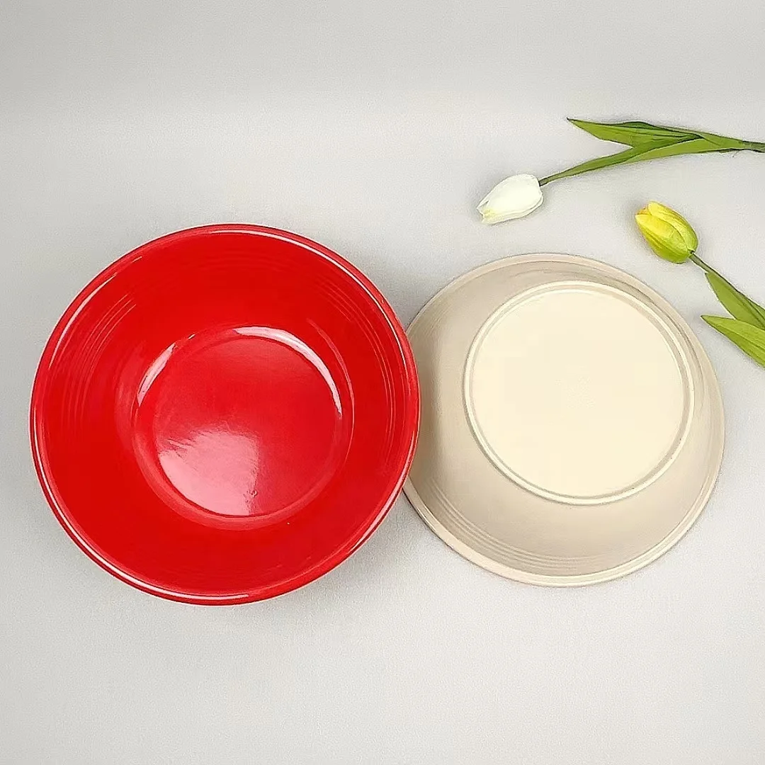Home and kitchen melamine red salad bowl  melamine red and white bowl branded red and black melamine salad mixing bowl