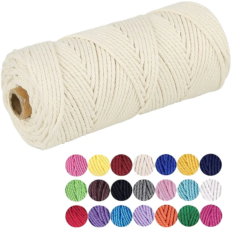 Economic 1mm to 10mm Recycled cotton rope 4 Ply Twisted Macrame cord for Fiber Art