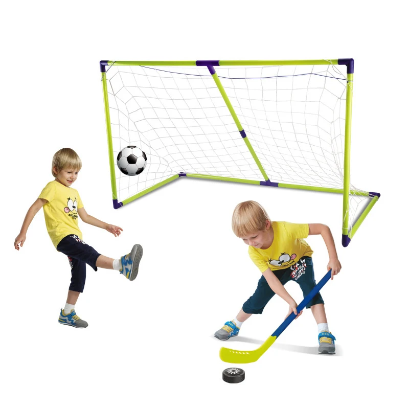 Funny 2 in 1 outdoor sport folding football goals ice hockey toys for kids