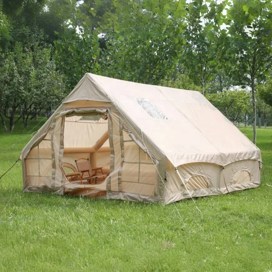 Camping 8-10 person air tent outdoor luxury house 2 rooms custom 12sqm inflatable pop up portable waterproof picnic party family