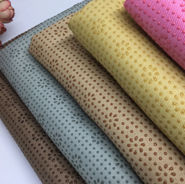 PVC dotted silicone nonslip Anti slip twill 100% polyester fabric for mattress / sofa cover bottom/ under the slippers