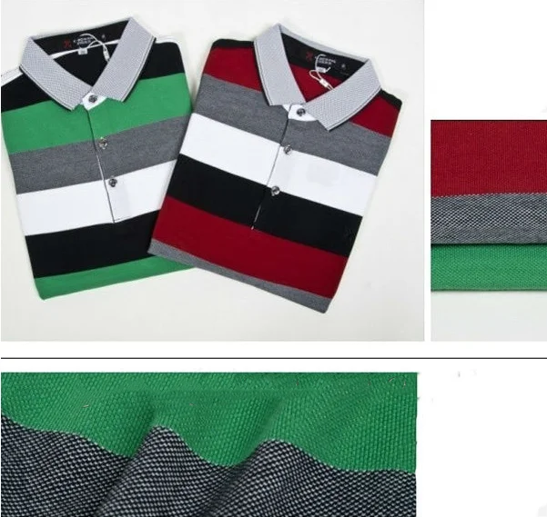 wholesale 100 cotton high quality polo collar custom short sleeves striped t shirt wholesale microfiber polo shirt