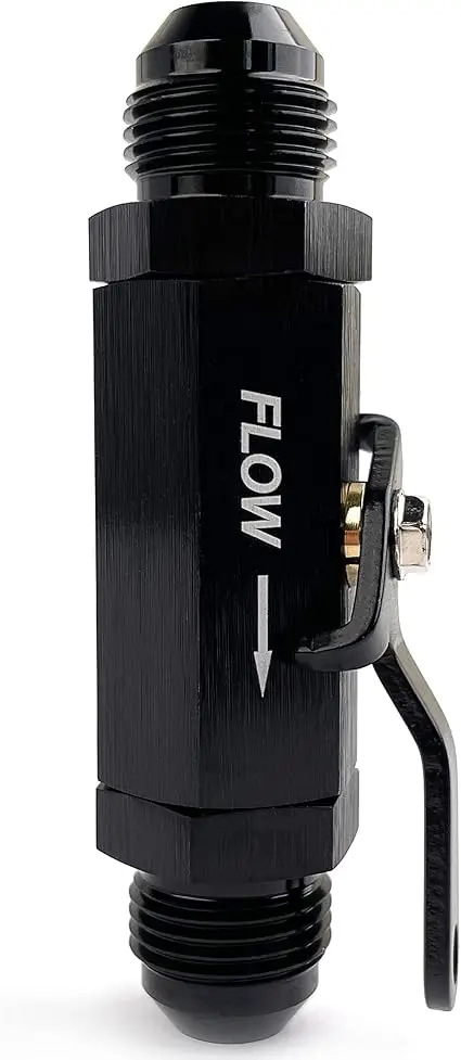8AN to 8AN Male Flow Control Cut off Valve Fitting Aluminum Black