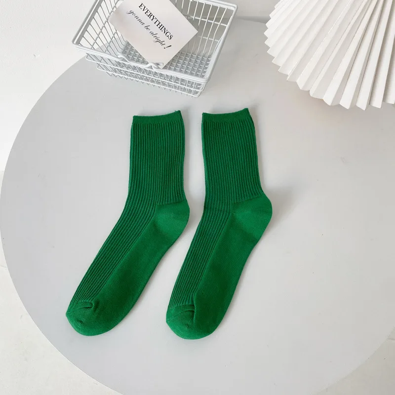 Cotton Custom Logo Women Green Color stockings Korean socks Manufacturer direct wholesale tube socks