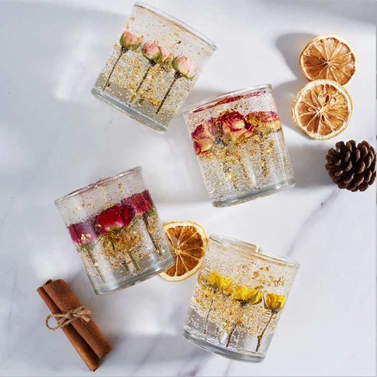 Home Decoration Clear Transparent Gel Wax Candles Glass Cup Aromatherapy Scented Candles_candels