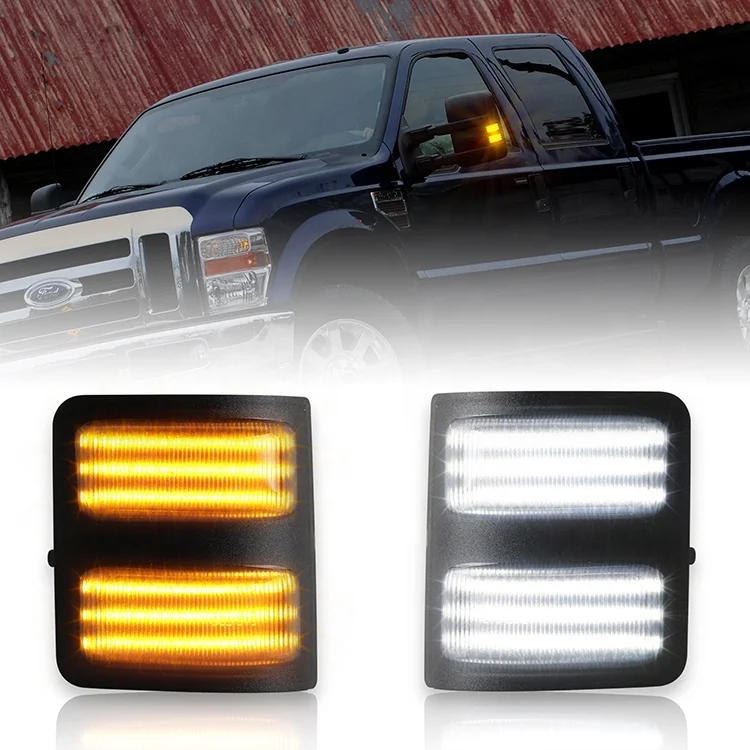 Smoke Sequential Switchback Side Mirror Marker Lights LED Turn Signals for Ford F250 F350 F450 Super Duty 2008-2016