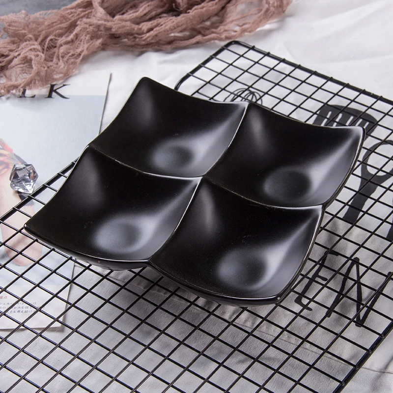 
Hot Sale Home Hotel Restaurant Porcelain Four Squares Dishes Wholesale Ceramic Dishes Plates 6.5Inch 