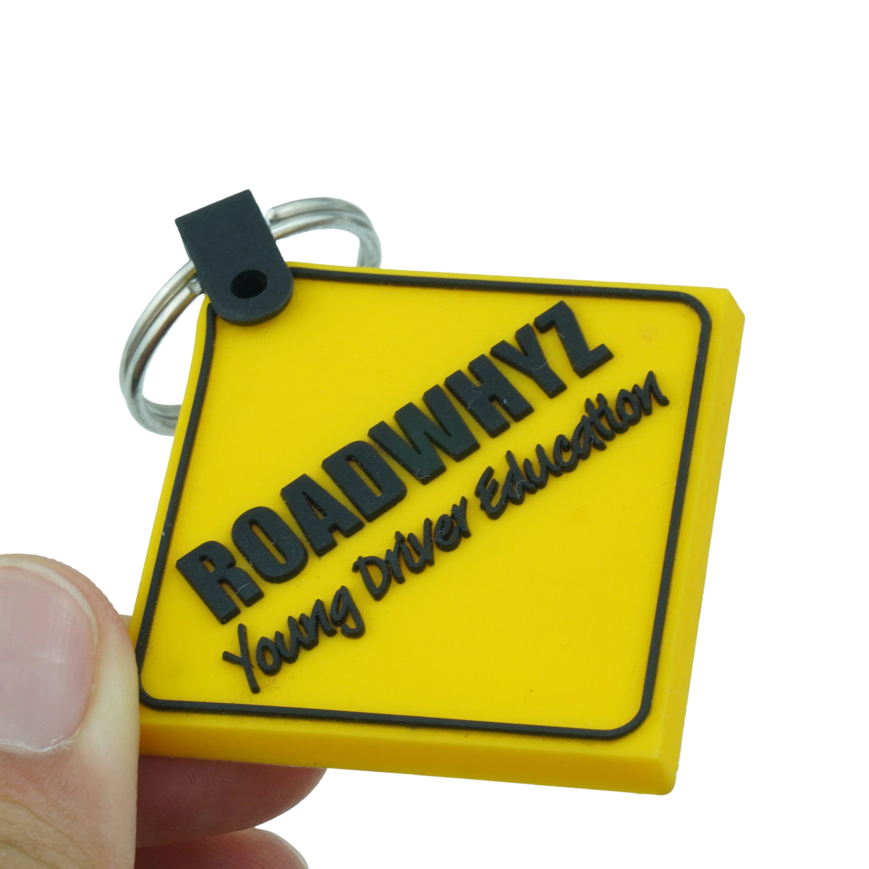 Promotional 3D Yellow Embossed Logo Rubber Keyring High Quality PVC Rubber Keychain For Promotional Gifts