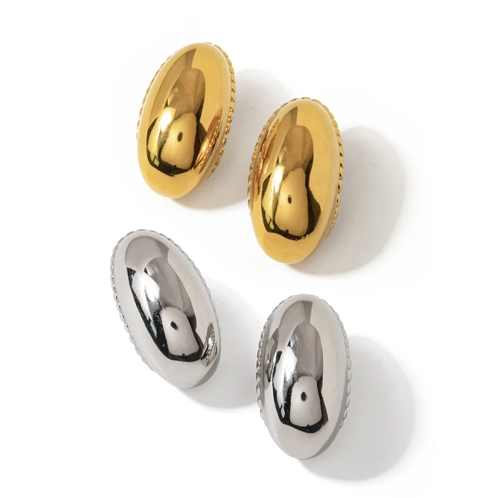 18k позолоченные овальные шпильки 316L ювелирные изделия из нержавеющей стали модные золотые серьги-гвоздики водонепроницаемые женские серьги