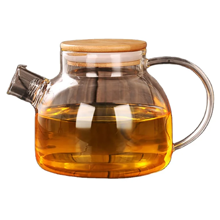 Custom  Factory direct cheap price glass teapot heat resistant glass teapot glass teapot with bamboo lid
