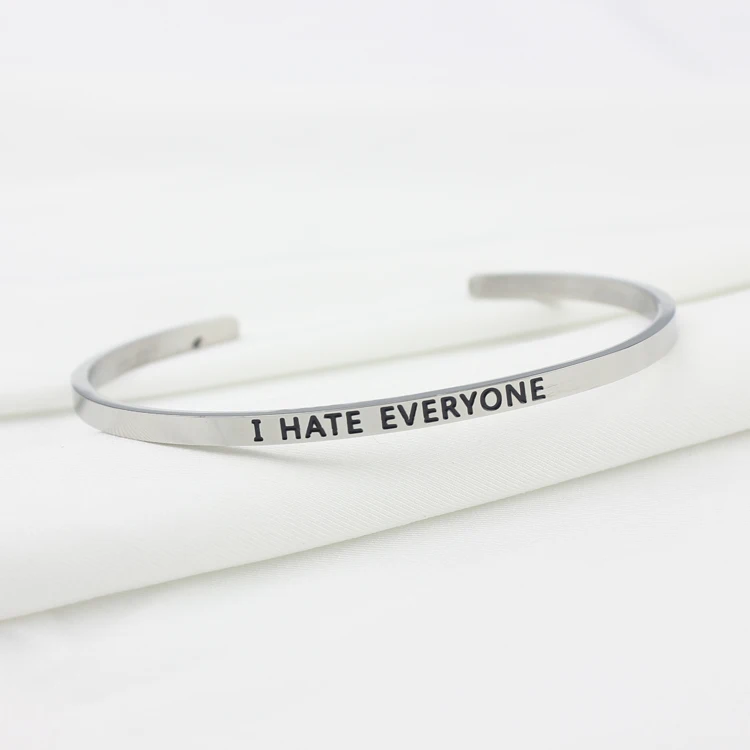 Stainless Steel Jewelry Customizable inspirational letters cuffs engraved bracelet lead free bracelet