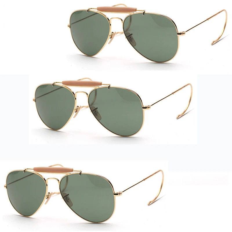 Double Bridge Metal Aviation Men Pilot Sun Glasses Women Popular Eyeglasses Spring feet Hanging ear Driving Sunglasses