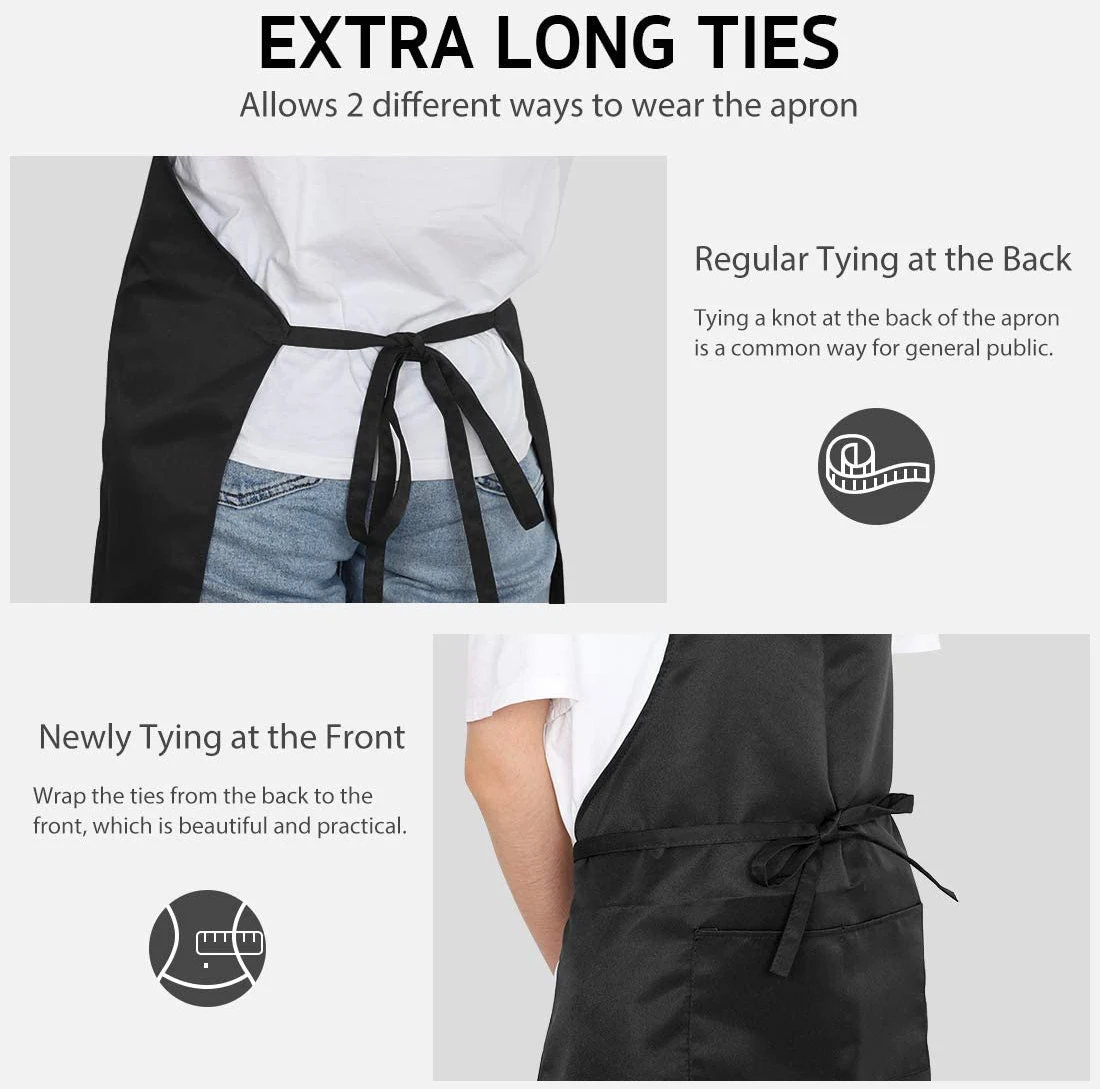 Modern Green Lifestyle Bib Chef Apron Unisex Black Apron Bulk Machine Washable for Kitchen Crafting BBQ Drawing Outdoors