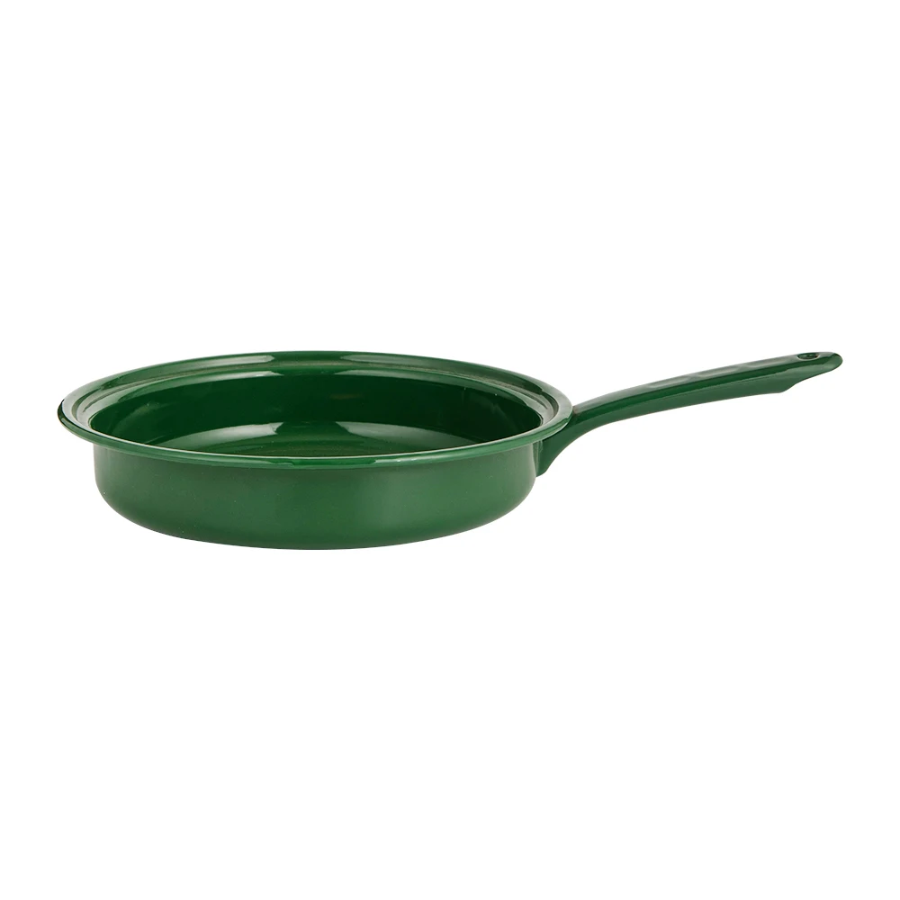 Custom Lightweight Enamel Fry Pan Green Sauce Muffin Loaf Milk Big Coating Round Saute Green Enamel Fry Pan