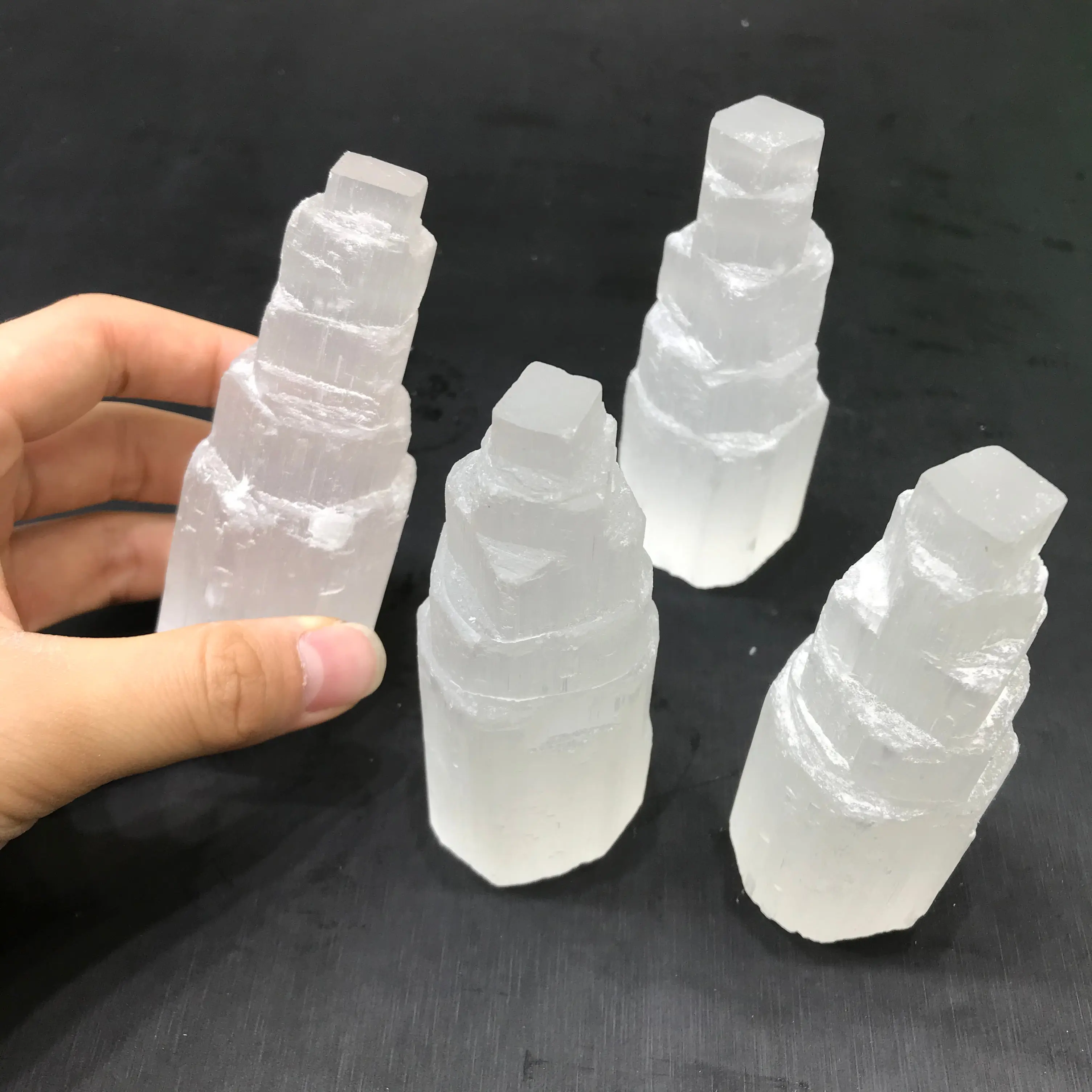 Wholesale Natural White Clear Selenite Crystal Raw Cube Tower For Home Decoration Gifts