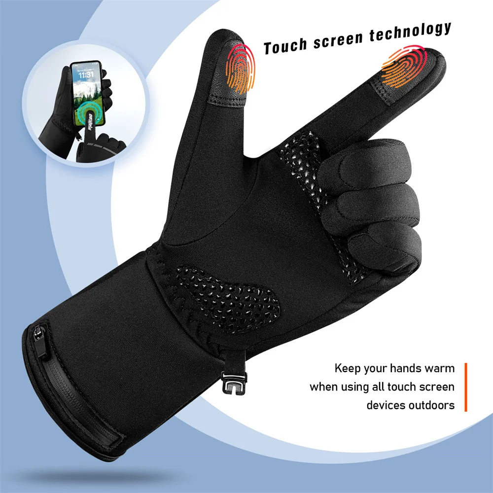 Light Weight Snowboarding Hiking Cycling Heated Gloves Liners With Rechargeable Electric Battery Warm Hand