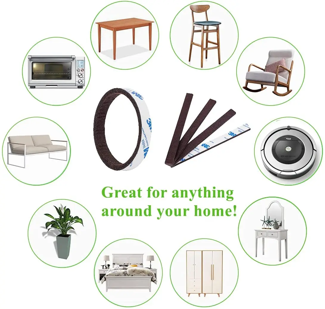 Felt Strips Self Adhesive Brown Furniture Felt Strips Anti Scratch Heavy Duty 5mm Thick Floor Protector
