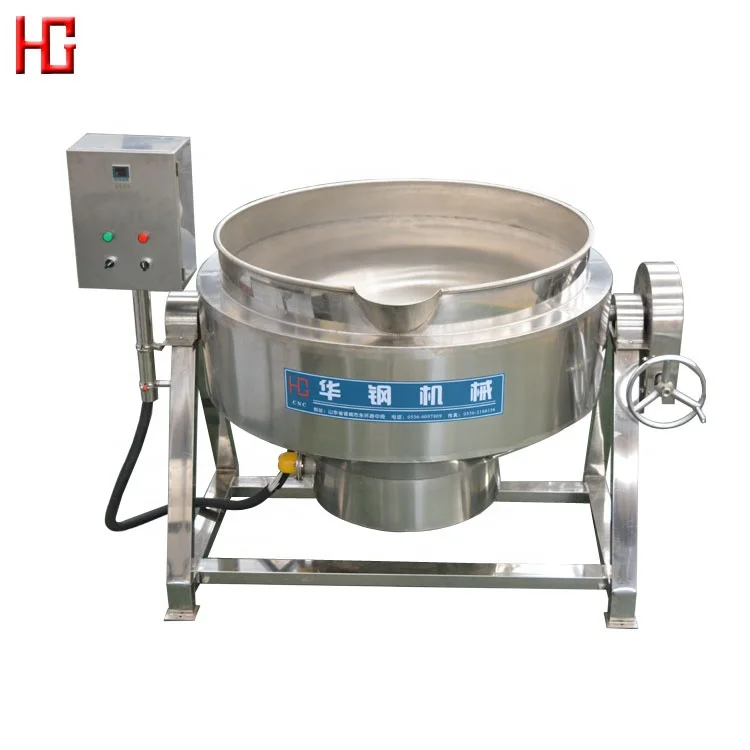 500 liters industrial tiltable jam maker jacketed kettle pork meat / beef cooking pot gas heating cooking mixer
