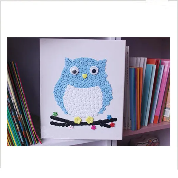 Sticky Button Art Mosaic Sticker Kits for Kids, Colorful Button Sticker Drawing Toys Early Education Gift