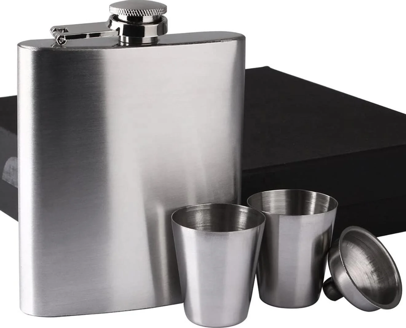 Плоская фляжка 7 унций карманная из нержавеющей стали с воронкой и 2 маленькими очками «сделай сам» подарочный набор