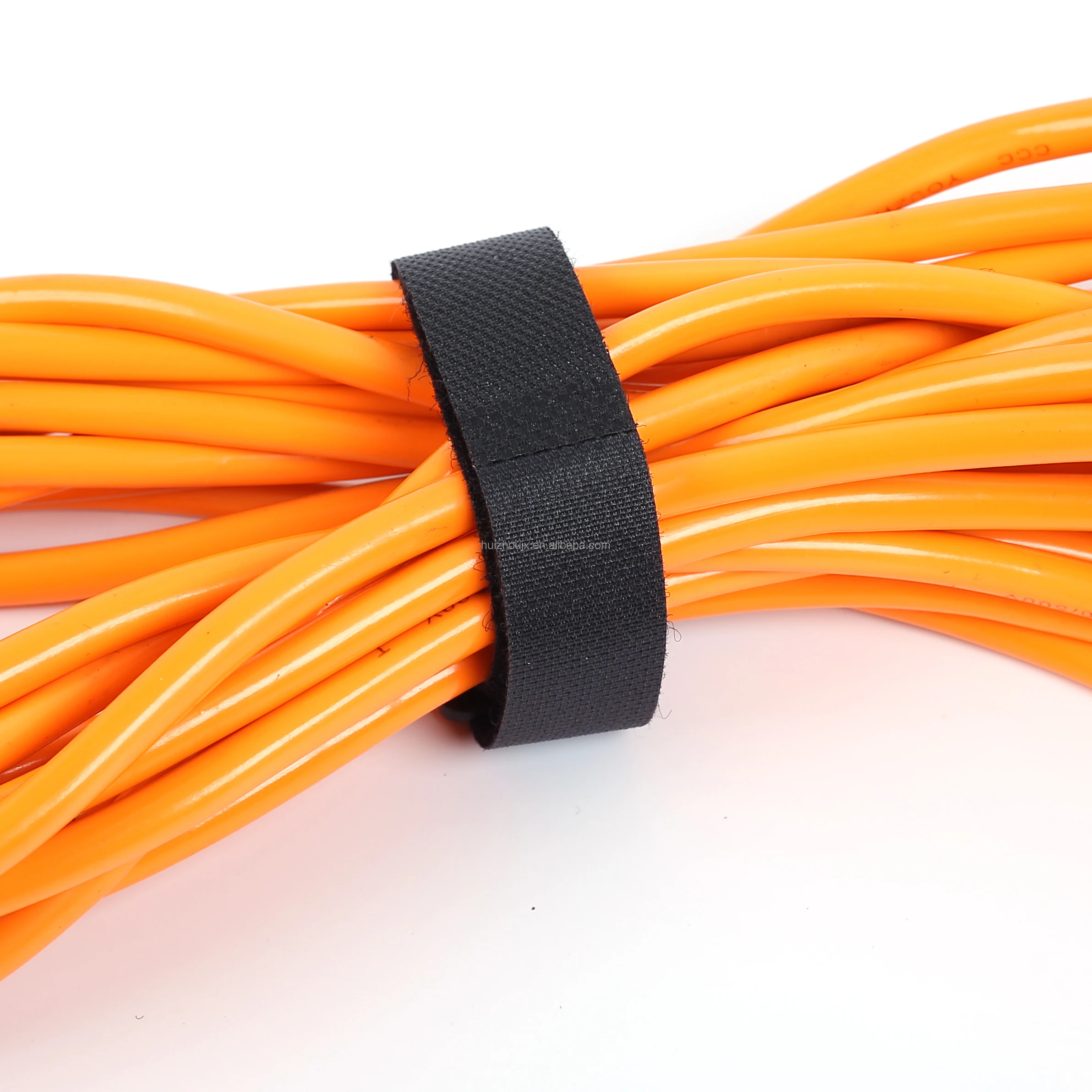 Eco-friendly metal Plastic Buckle Cinch Strap Self Grip Reusable Hook And Loop Cable Tie With Long Tail