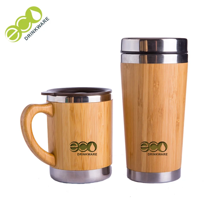 GB8020 Customized  450ML/16OZ Natural BPA free no mininum Stainless Steel bamboocoffee mug tumbler