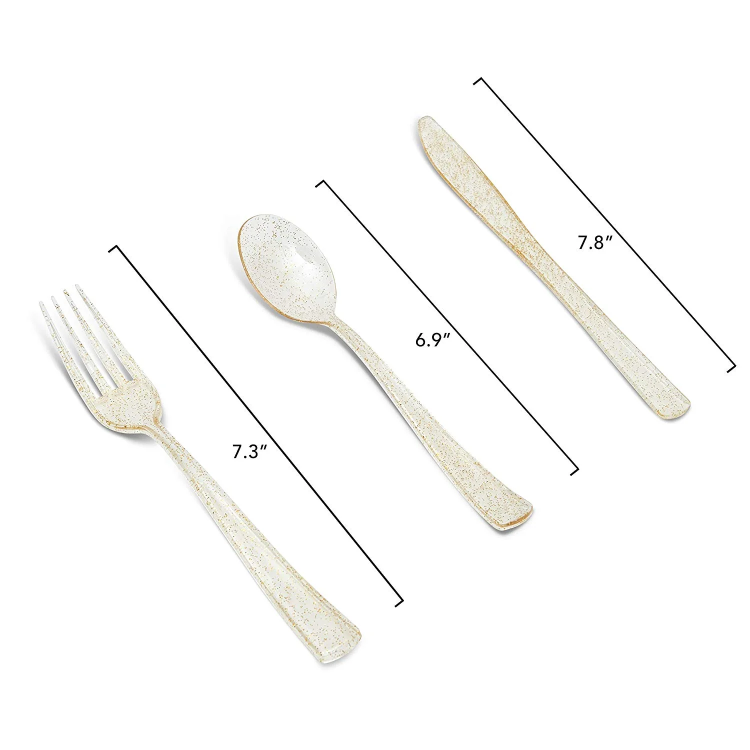 Gold Plates dinnerware set with Disposable Plastic Silverware,Gold Glitter Design Plastic Tableware sets