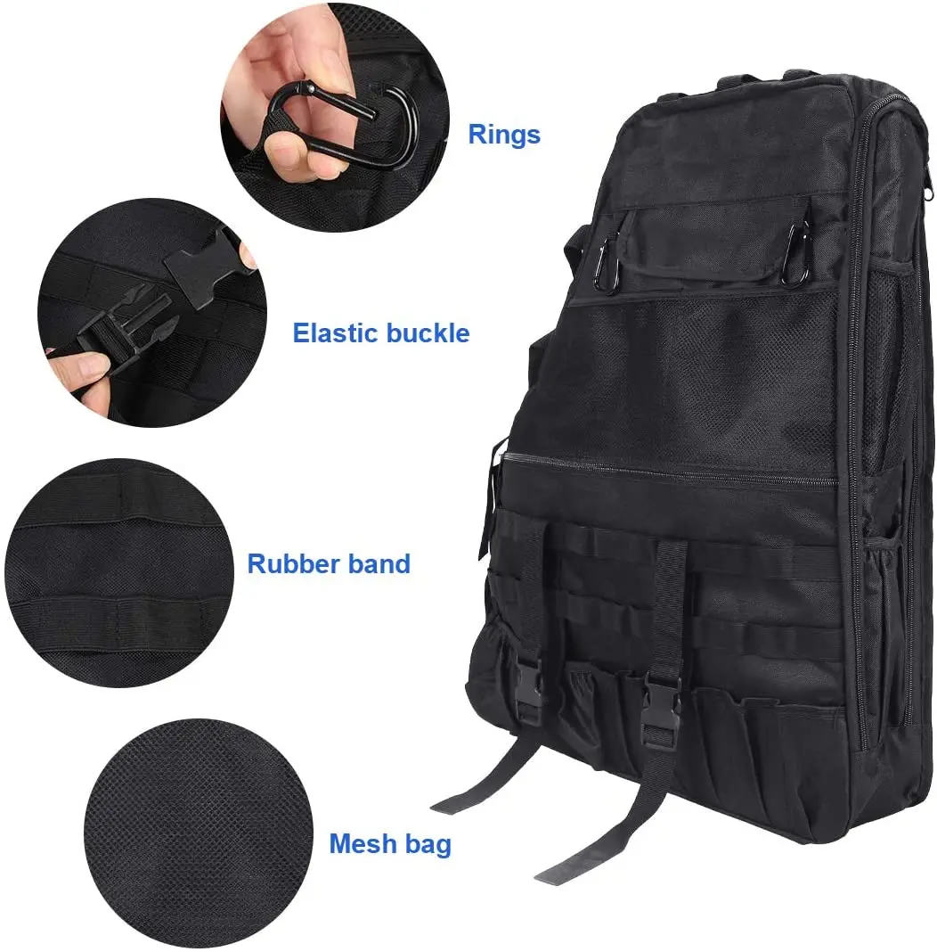 Roll Bar tool Storage Bag with Multi-Pockets & Organizers & Cargo Bag Saddle Bag for Jeep Wrangler JK 4-Door