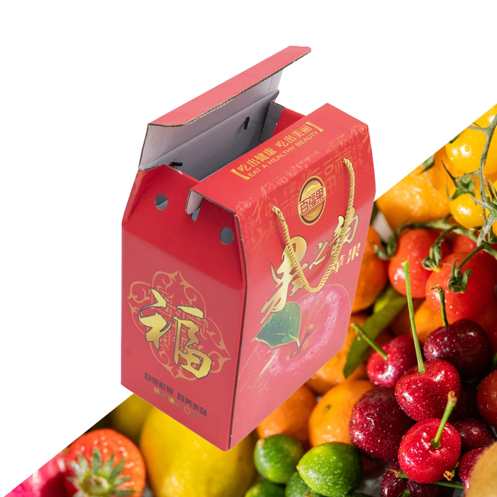 Color-Printed Apple Cherry Orange Corrugated Cardboard Boxes Embossed Fruit Packaging Carton for Meat