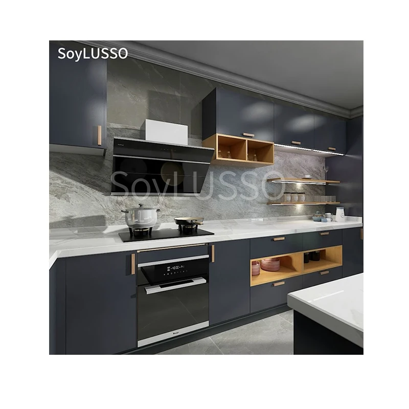 Very Durable Luxury Modern solid wood Modular Kitchen Cabinet For Prefabricated Residential House Kitchen Furniture