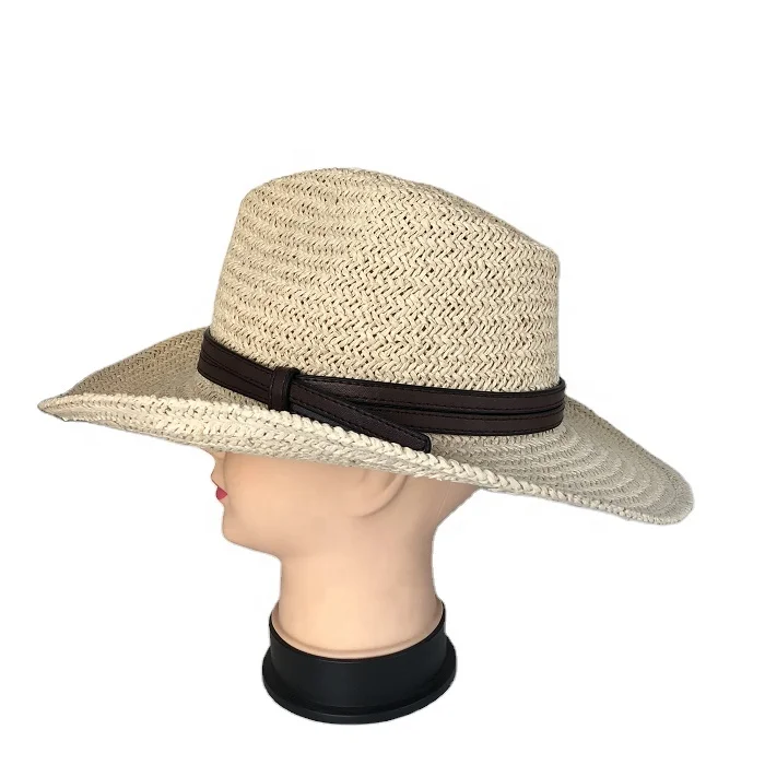 Бумажная соломенная ковбойская шляпа ручной работы с ремешком